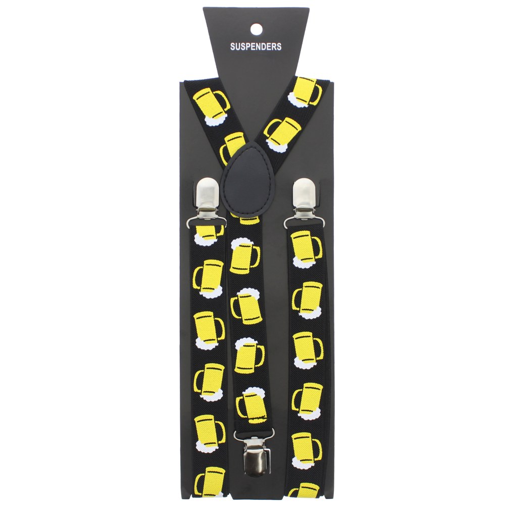 Zac's Alter Ego - Beer Print Braces & Bow Tie Set Bretelles - Multicolore